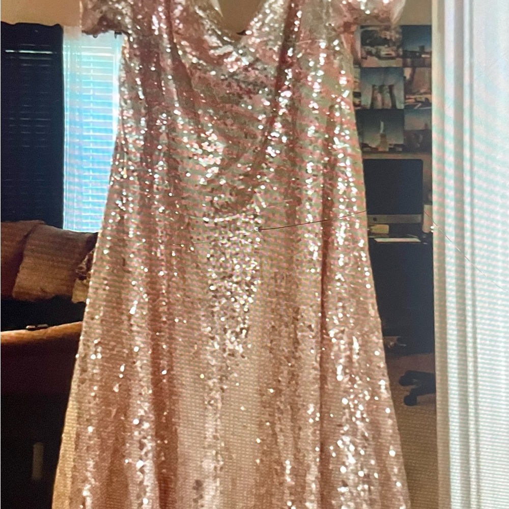 Rose Gold Sparkling A-Line Dress
